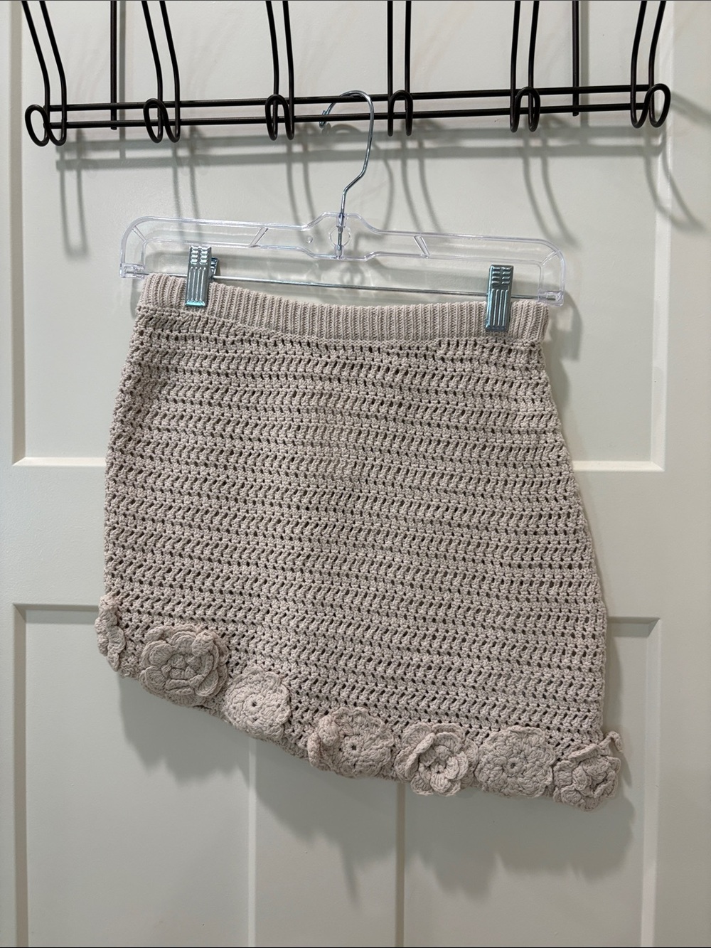 Free People Crochet Flower Trim Mini Skirt - Beige